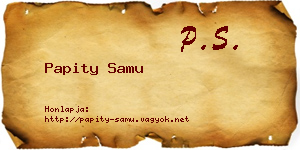 Papity Samu névjegykártya